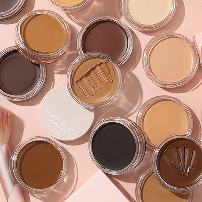 Kaely 2Pcs Cream Pot Concealer Full Coverage Set,Conceal Brighten Dark Circles,under Eye Color Correcting Concealer,Waterproof Foundation Palette with Brush,corrector de ojeras,Vegan Makeup,07+08