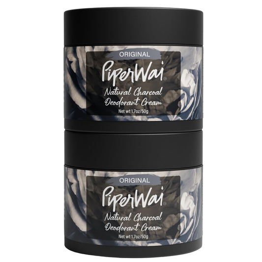 PiperWai Natural Deodorant Cream for Women & Men | Aluminum Free with Activated Charcoal & Magnesium | Vegan Shark Tank Product | 2 oz Scented Jar 2-Pack