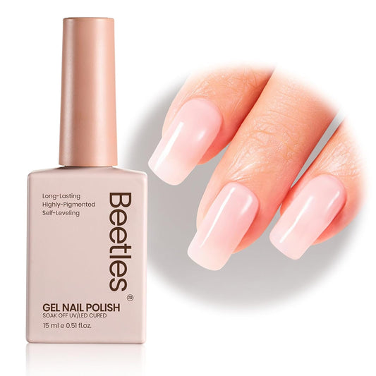 Beetles Neutral Gel Nail Polish 15ml Jelly Nude Pink Gel Polish Set Sheer Pink Soak Off UV LED Translucent Effect French Nail Art Spring Summer Manicure Gift for Women