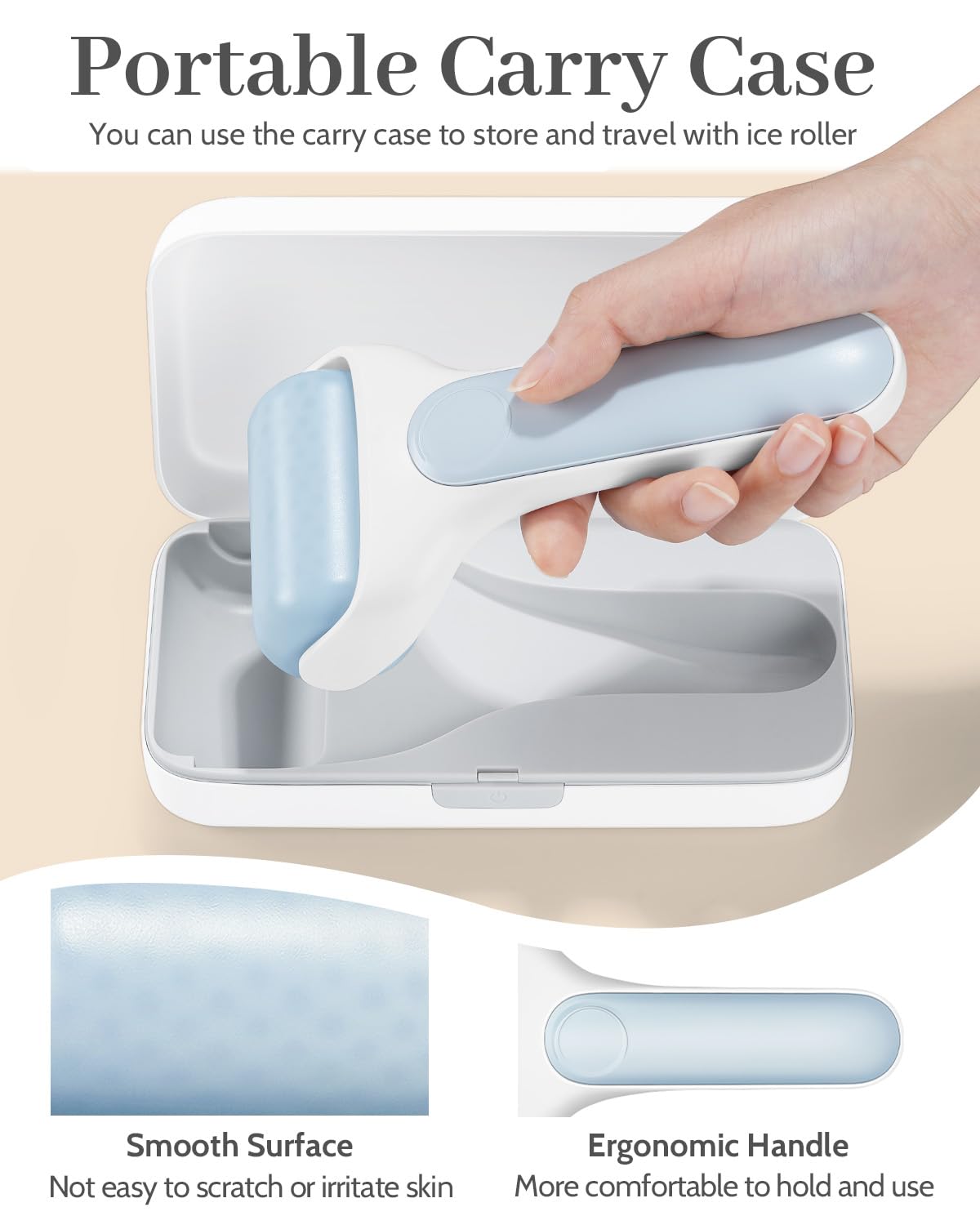 MORGLES Ice Roller for Face, Premium Facial Roller for Puffiness, Dark Circles and Lymphatic Drainage, Cold Face Roller for Women Self Care with Carry Case