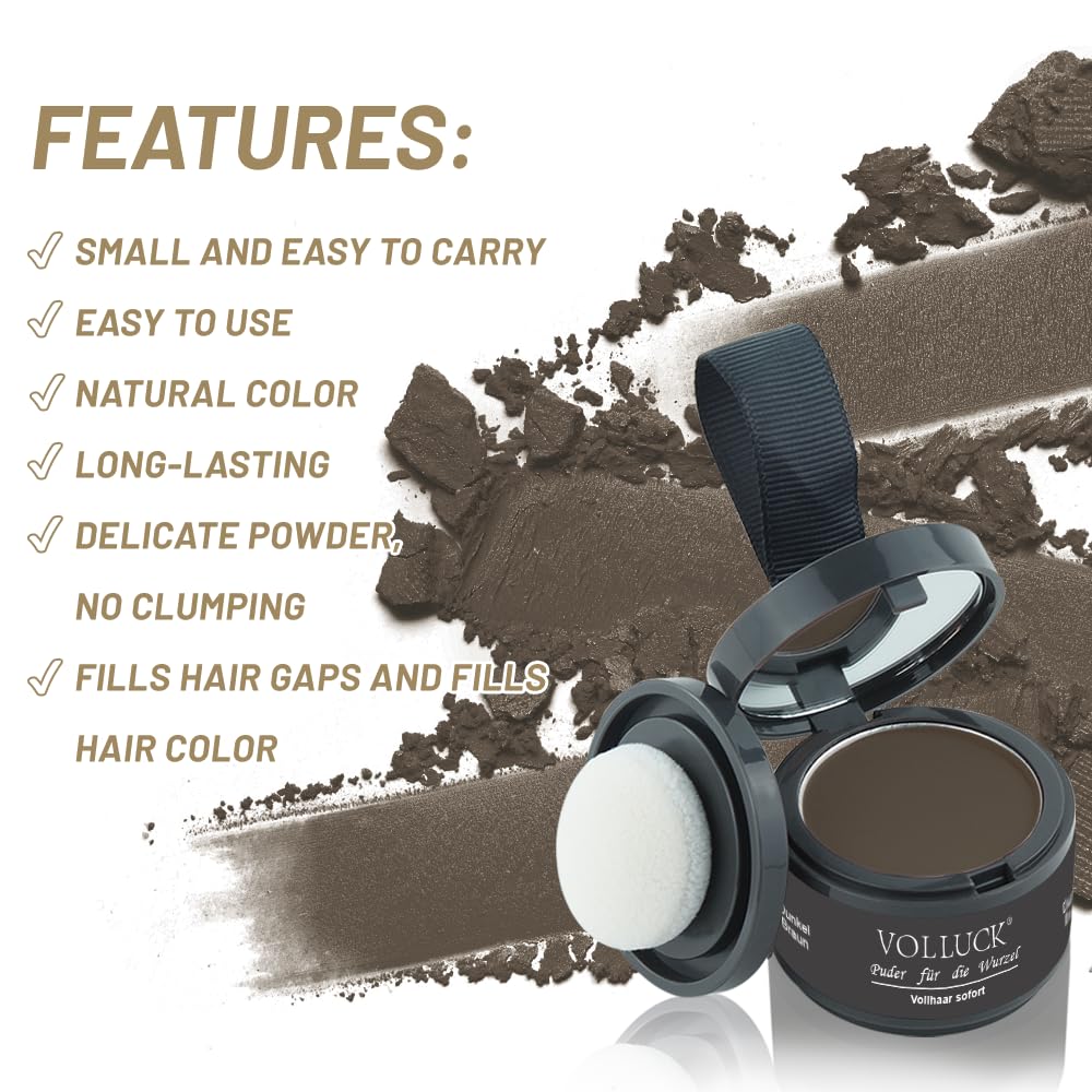Root Touch Up Powder, Instantly Gray Root Cover Up Hairline Powder, Hair Concealer for Women and Men (A-Dark Brown, 2PC)