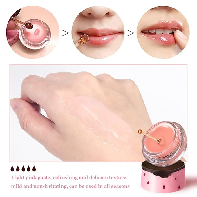 Honey Lip Balm Pot, Propolis Lip Mask, Strawberry Hydrating Propolis Lip Sleeping Mask, Prevent Dry&Cracked, Lip Repair Nourishes the Lip Skin (Strawberry)