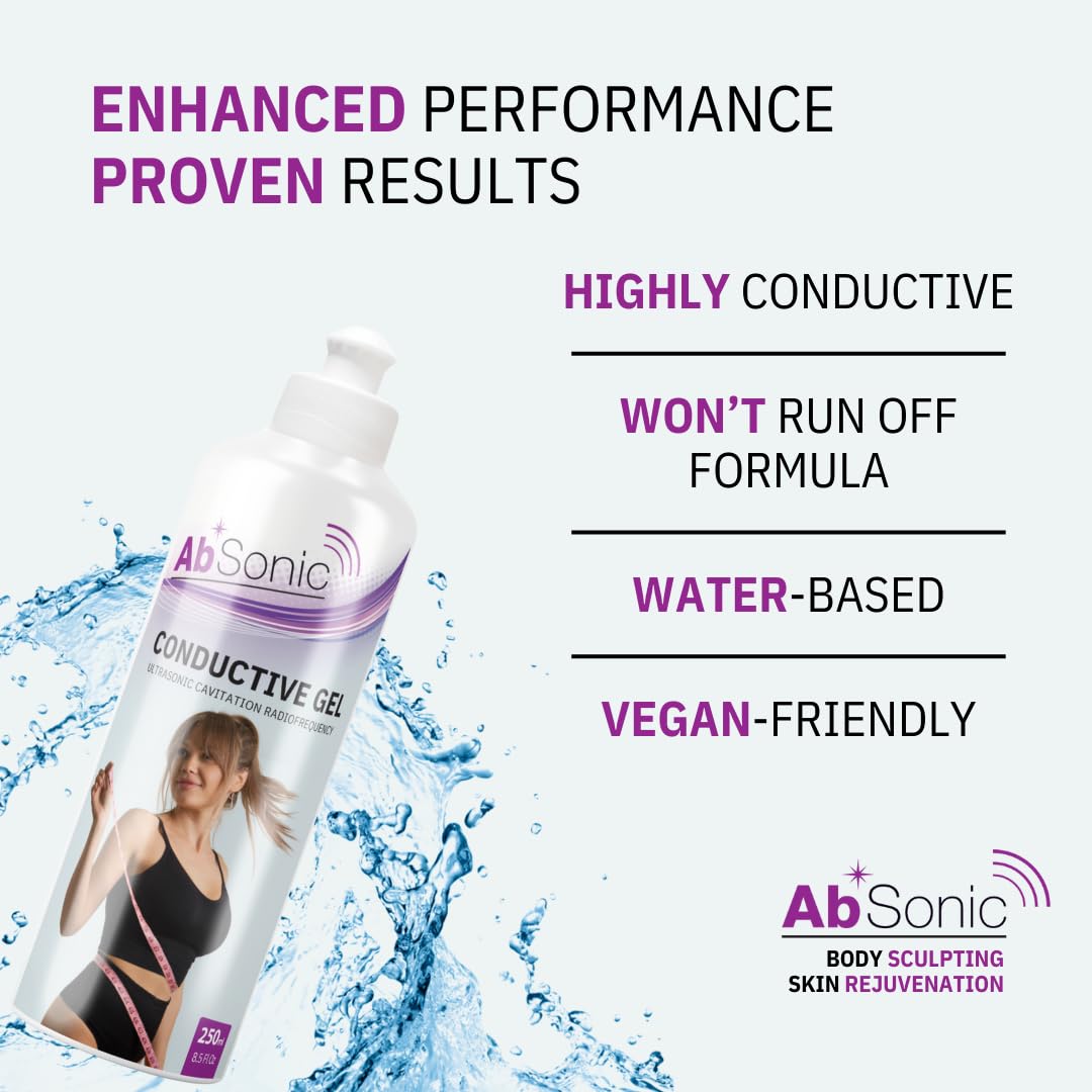 Absonic Conductive Gel for Cavitation & Microcurrent – Gel for Facial Rejuvenation, Body Sculpting, RF, Ultrasonic Devices & Abs Belts – Hypoallergenic, Paraben-Free, 2-Pack (8.5 oz Each)