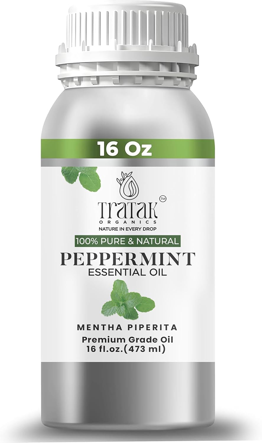 Peppermint Piperita Essential Oil - Huge 16 Oz - 100% Pure and Natural Oil - Undiluted Essential Oil for Aromatherapy, Diffuser, Hair Care, Skin Massage and DIY's - 16 fl oz