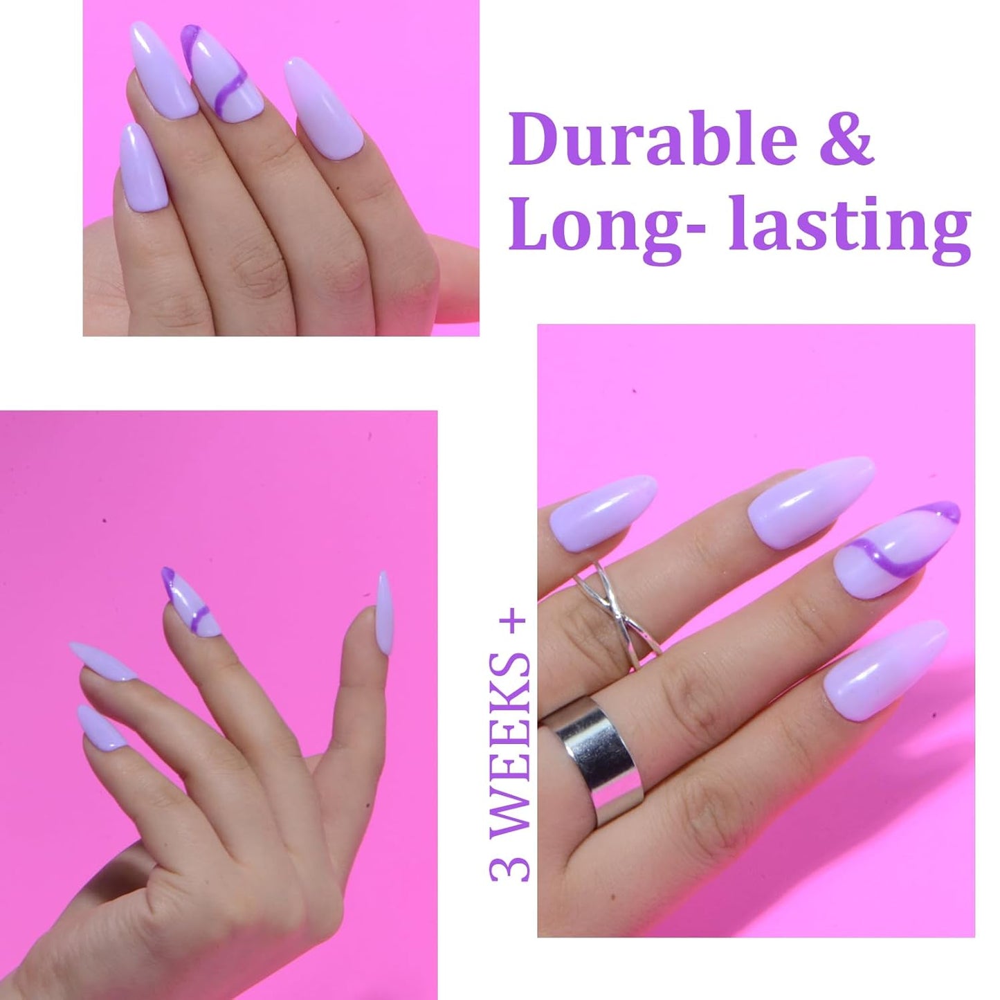 Dip Powder Nail Set, 6 Colors Purple Series 12 Pcs Dipping Powder Kit With Base & Top Coat/Activator/Brush Saver,Nail Art Dip Manicure Kits Odor-Free&Long-Lasting, No Needed Nail Lamp Curing