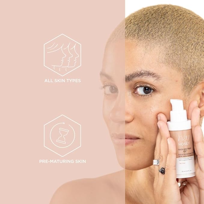 Hey Honey Trick and Treat CC Cream SPF 46 | Active Moisturizing Color Correcting Cream with Honey & Propolis | Best Cover For Rosacea, Skin Redness & Mature Skin | Cruelty-Free | 1 oz (Light-Medium)