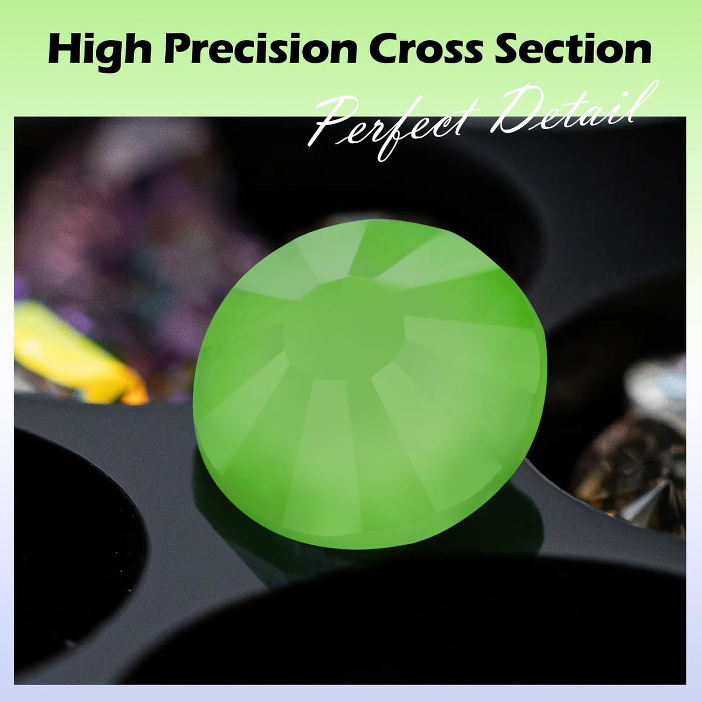 Mocha Lt.Green Flatback Rhinestones, Glass Rhinestones for Nail Art and Craft, Glue Fix, Loose Crystal Gemstones(Mocha Lt.Green, SS16, 1440pcs, 3.8-4.0mm)