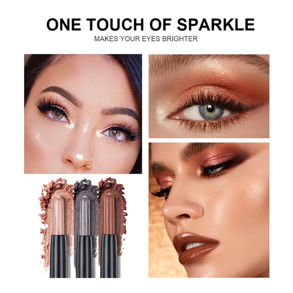 Silver Gray Eyeshadow Stick Makeup, Cream Shimmer Eye Shadow Pencil, Hypoallergenic Waterproof Long Lasting Crayon, Smooth Glitter Primer Palette Eyeliner Make up