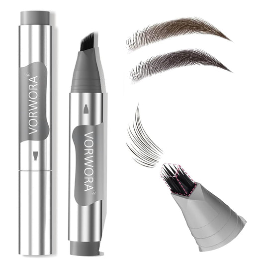 Quik Eyebrow Pen, Microblading Eyebrow Pencil, Brow-Fection Angled Brush Upgraded Dip, Long Lasting Smudge Proof, Easy to Color, Soft Black