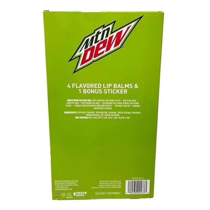 Mountain Dew Flavored Lip Balm 5-Piece Vending Machine Pack, Green, 5 Piece Set