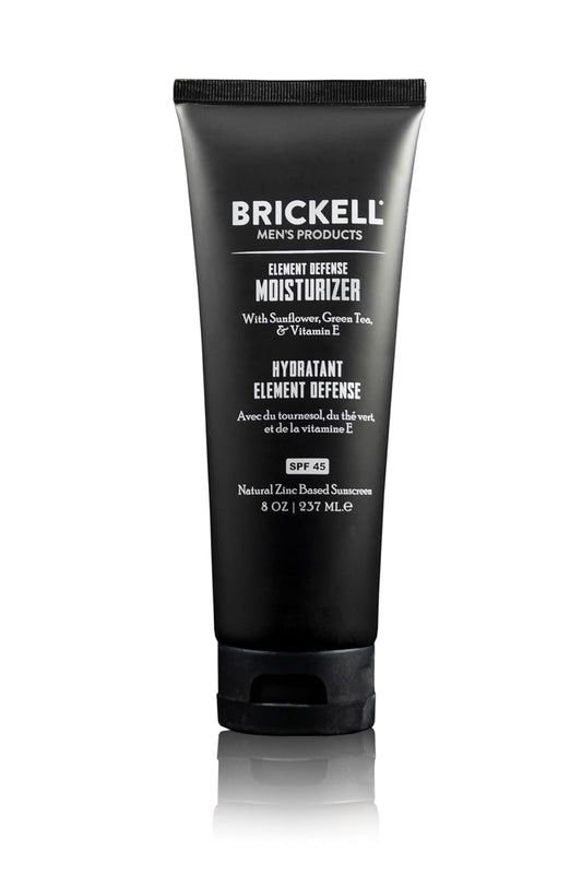 Brickell Men's Element Defense SPF45 Moisturizer for Men, Natural & Organic, Zinc Oxide Mineral Sunscreen, Hydrates and Protects Skin Against UVA/UVB Rays, 8 Ounce, Unscented