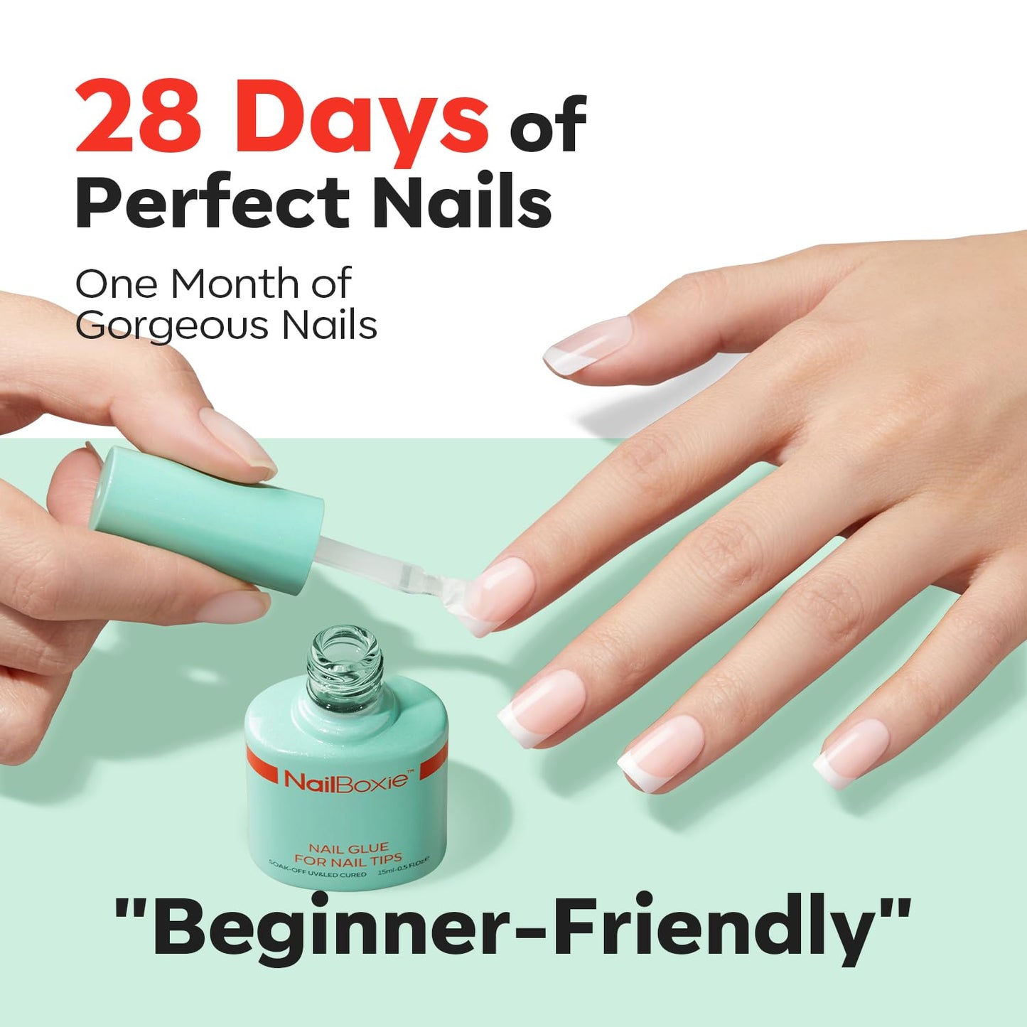 modelones Nail Glue for Nail Tips, 9 in One Glue for Press Ons, Clear Tips, Need U V Light Cured, 15ML