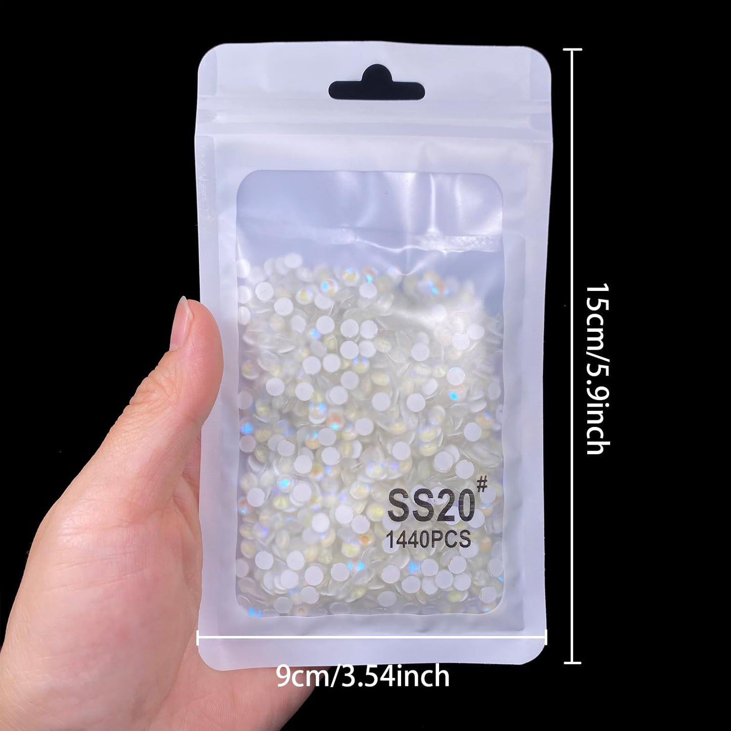 Flatback Glass Rhinestones,Bedazzler Gems 1440pcs Non Hotfix Crystal Rhinestones for Nail Charms Crafts Clothes Tumblers,White AB Neon,SS20