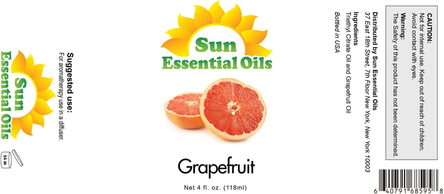Sun Essential Oils Grapefruit Essential Oil 4 fl oz for Candle Making, Aromatherapy & Diffuser