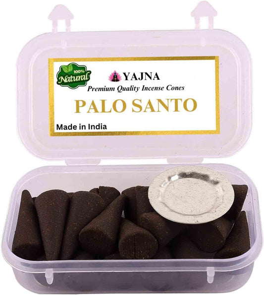 Yajna Palo Santo 100%-Natural-Incense-Cones Handmade-Hand-Dipped Organic-Chemicals-Free for-Purification-Relaxation-Positivity-Yoga-Meditation The-Best-scents (20 Count)