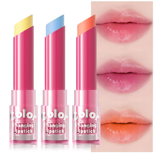 BINGBRUSH Color Changing Lipstick Set, PH Mood Peach Lip Balm and Gloss, Long Lasting Tinted Lip Stain (Set-A #01#02#03, 3 Count (Pack of 1))