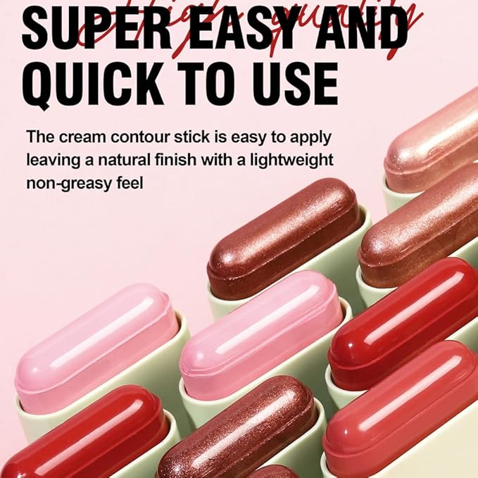 Soft Creamy Highlighter Blush Stick, Silky Smooth Shimmer Bronzer Stick,Waterproof Blendable Natural Glow Highlighter Makeup Stick, Lightweight Body Face Illuminator Luminizer,06 Golden Brown