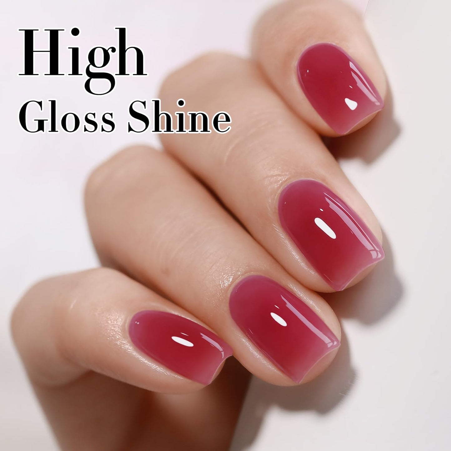 Double Rhythm 0.50 OZ Translucent Gel Polish Same Color Same Bottle Sheer Pastel Neutral Natural Milky 15 ML Jelly UV Nail Art DIY at Home (Dark Rose Red-A1514)