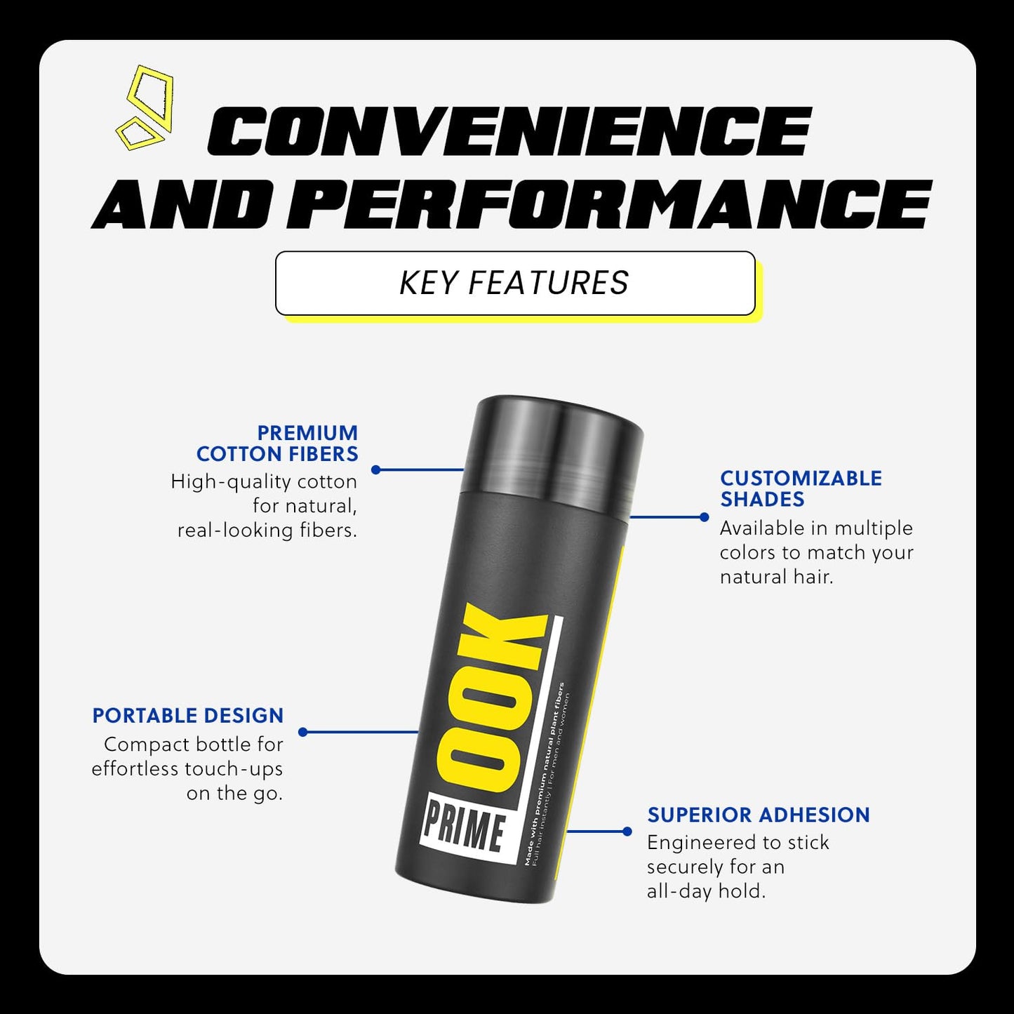 PrimeLook Hair Building Fibers, Luxurious Building Fibers for Thinning Hair, Superior Formula for Men & Women, Instant Volume, Matches Colors (27.5g, Dark Brown)