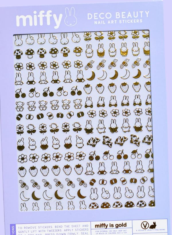 Miffy is Gold Nail Stickers - Lightweight & Easy-to-Apply Nail Art with Trendy Design - Durable & Long-Lasting Nail Stickers for Women, Ideal for DIY Manicures & Salon-Quality Nails