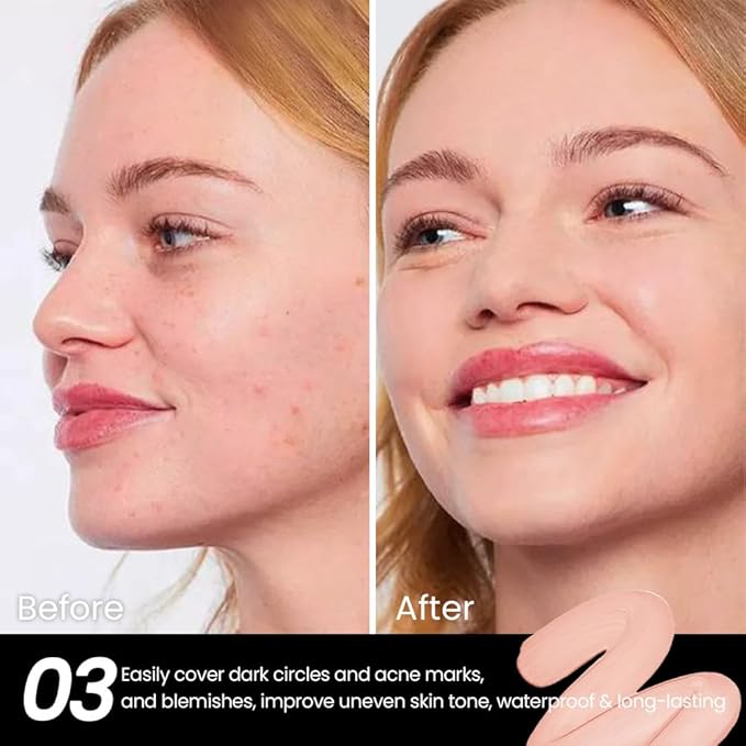 2 Pack Liquid Foundation Cream for Face Makeup,Durable Full Coverage Matte Concealer Make Up,Oil Control & Waterproof Base Primer -0.35+0.35 Fl.Oz (03+04#)