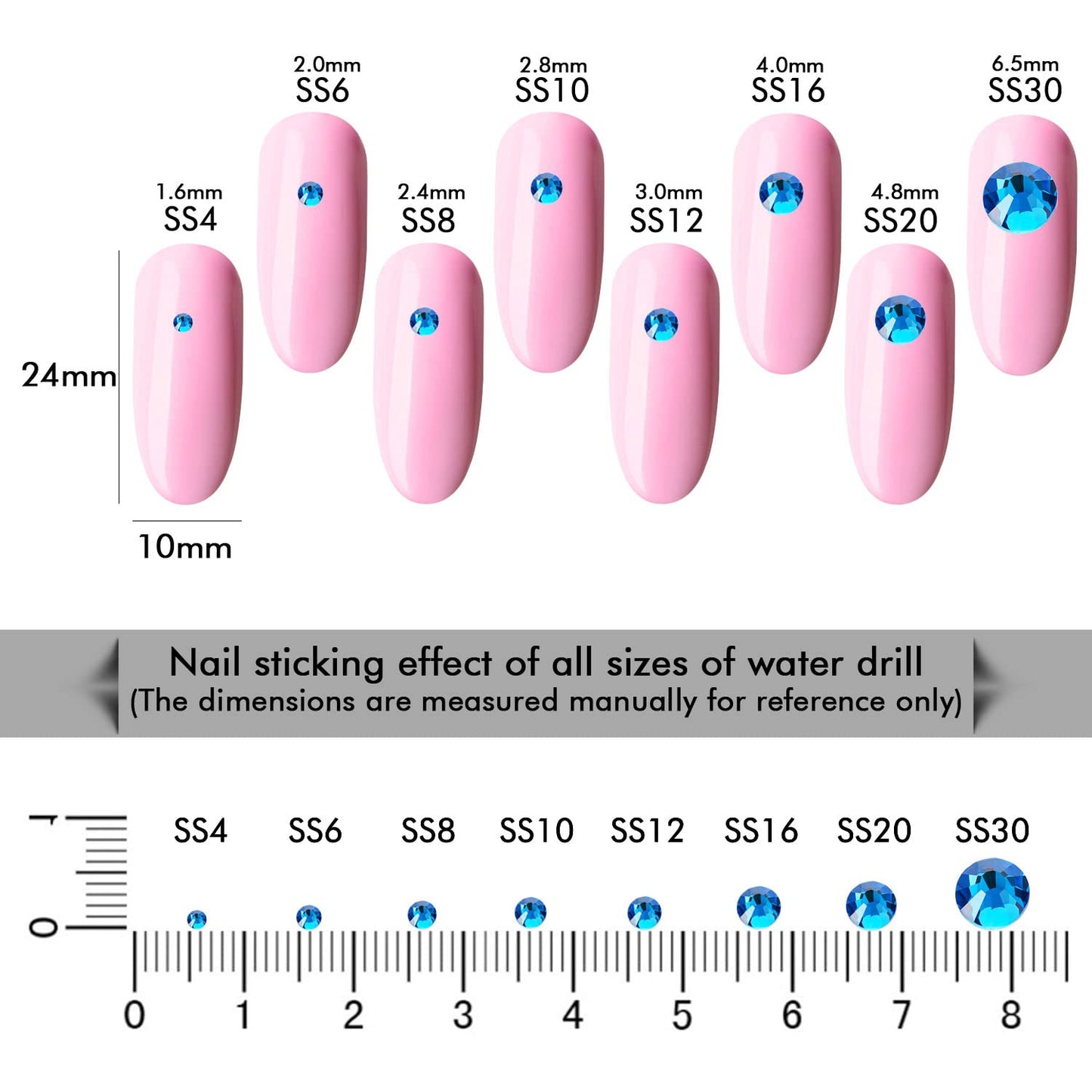 1440Pcs Blue Zircon Crystal Rhinestones,Glass Flatback Rhinestones Gemstones for Nail Face Makeup Art Crafts Clothes Decoration -(SS20,4.8mm,Blue Zircon)