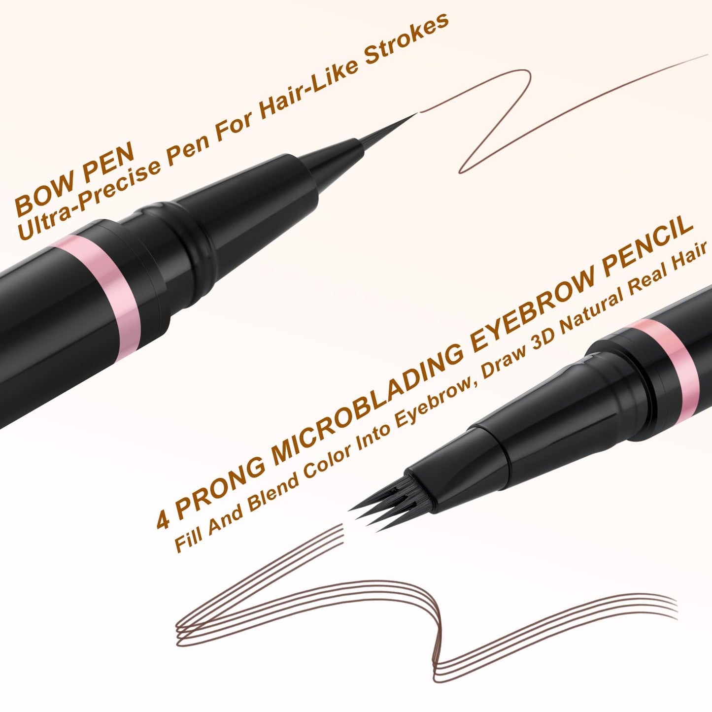 Eyebrow Pencil,2-in-1 Waterproof Eyebrow Pen with 4 Tip Brow Pen and Ultra-Precise Brow Pencil,with Dual-ended Eyebrow Brush,Eyebrow Makeup for Natural Looking Eyebrows-Dark Coffee