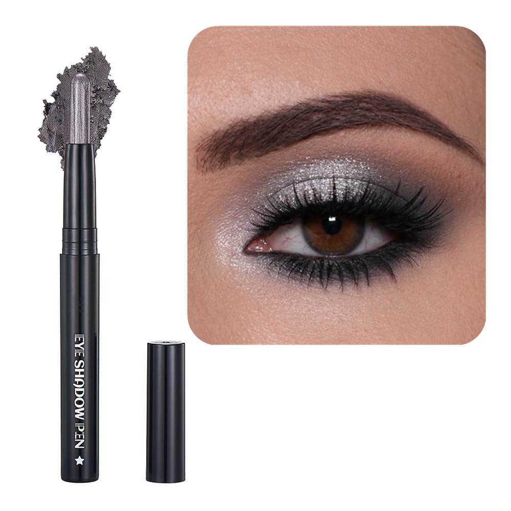 Gray Eyeshadow Stick Makeup, Cream Shimmer Eye Shadow Pencil, Hypoallergenic Waterproof Long Lasting Crayon, Smooth Glitter Primer Palette Eyeliner Make up