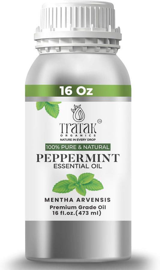 Peppermint Essential Oil - 100% Pure and Natural Oil with Premium Dropper - Undiluted Essential Oil for Aromatherapy, Diffuser, Hair Care, Skin Massage and DIY's - Huge 16 Oz
