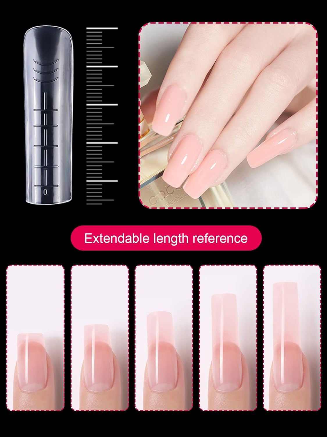 EBANKU 120Pcs Poly Extension Gel Dual Nail Forms Square Clear Nail Forms Full Cover Coffin Nail Molds 12 Sizes for Gel Manicure Nail Art Design Salon&DIY