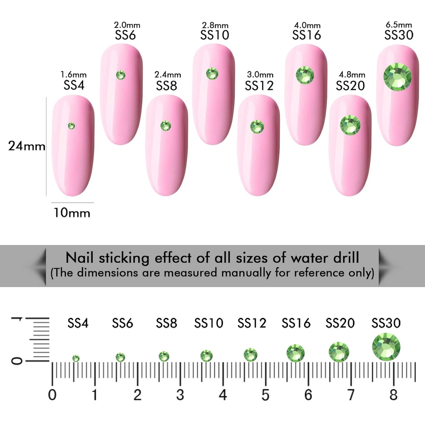 1440Pcs Light Green Crystal Rhinestones,Glass Flatback Rhinestones Gemstones Small for Nail Face Makeup Art Crafts Clothes Decoration - (SS4,1.6mm,Light Green)