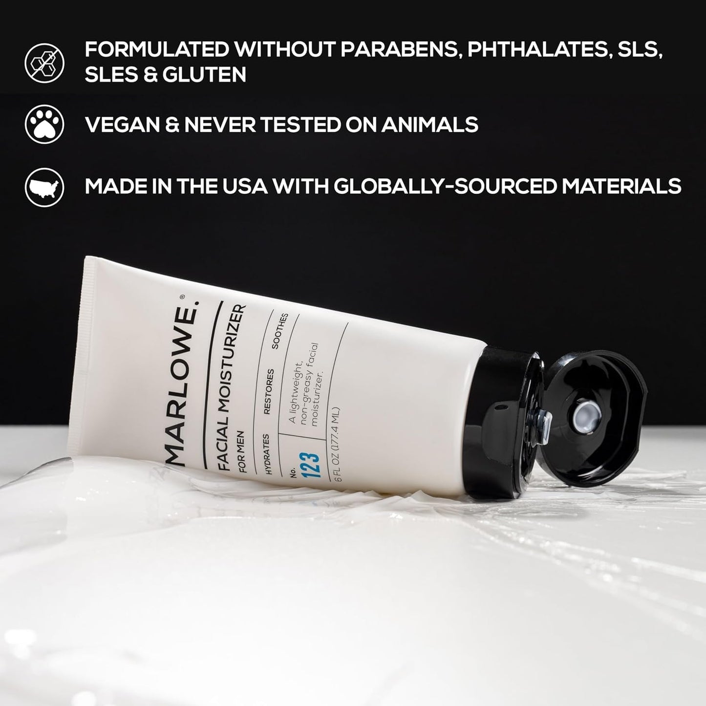 MARLOWE. Skin Care Set, No. 122 Facial Scrub 6 oz & No. 123 Facial Moisturizer 6 oz with Natural Extracts & Antioxidants, Cleanses, Exfoliates, Hydrates & Soothes