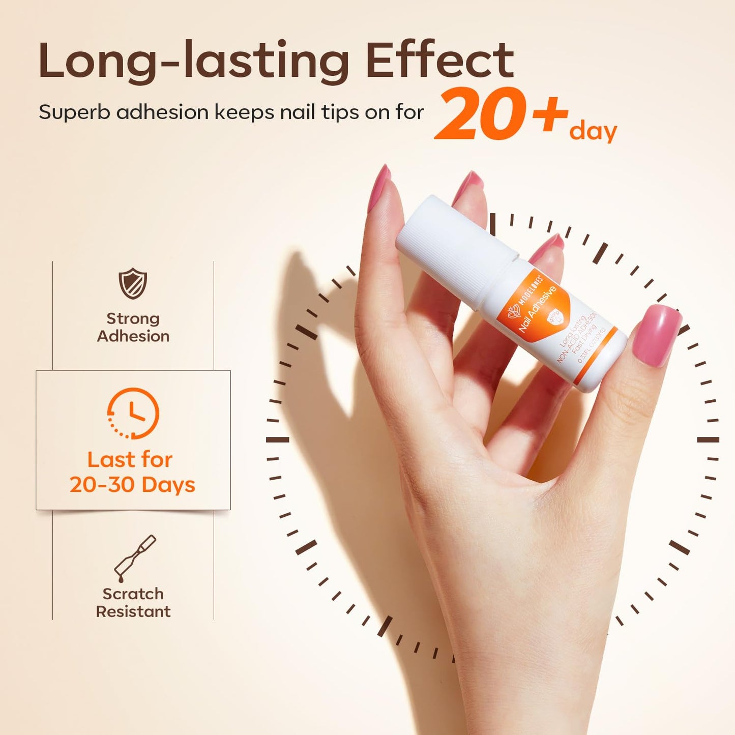 Modelones Nail Glue for Press Ons, Press On Nails and Acrylic Nails, 10 ML Super Strong Long Lasting Gel Nail Glue for Nail Tips, Upgrade Safety Non-Acid Non-Toxic, No need LED Lamp