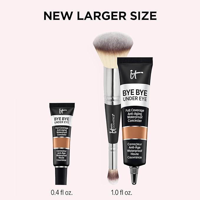IT Cosmetics Makeup Set - Includes Supersize Bye Bye Under Eye Concealer (40.5 Deep) + Heavenly Luxe Complexion Perfection Concealer Brush (1 fl oz) - with Collagen, Hyaluronic Acid & Antioxidants