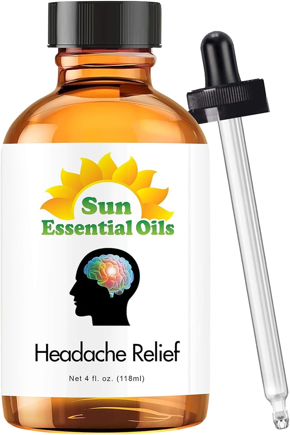 Sun Essential Oils - Headache Relief Blend Essential Oil (Huge 4 Ounce Bottle) Bulk - Head Relief Essential Oil