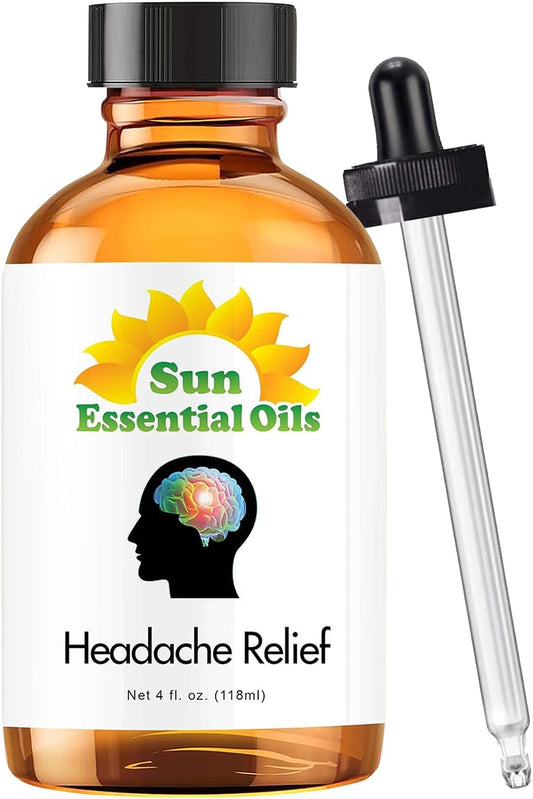 Sun Essential Oils - Headache Relief Blend Essential Oil (Huge 4 Ounce Bottle) Bulk - Head Relief Essential Oil