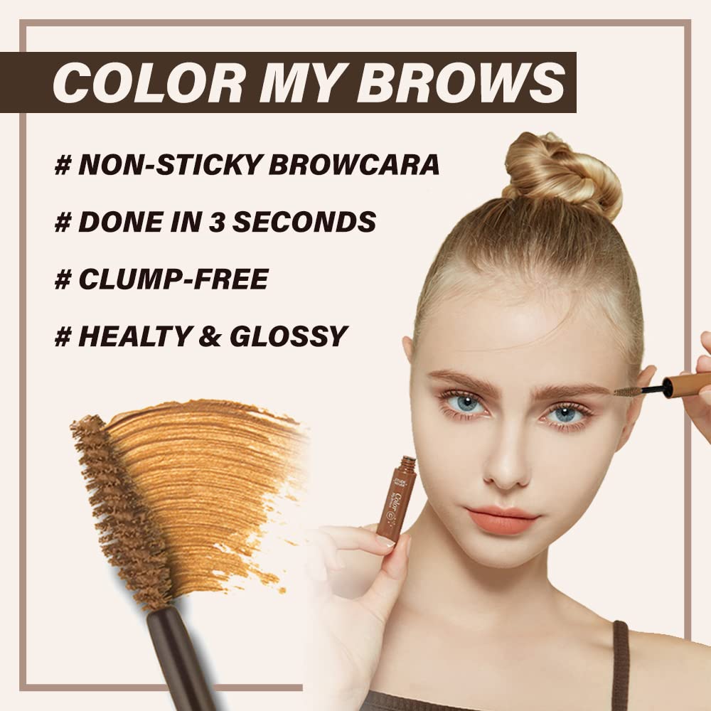 ETUDE Color My Brows, Brow Mascara, 3D Natural Coloring, Beeswax & Carnauba Wax, Moisturizing Brow Care, Eyebrow tint, Soft Gel Texture, Korean Makeup, Beauty, Natural Brown (0.152 Fl Oz)