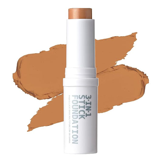 Ruby Kisses Natural Full Coverage 3-In-1 Stick Foundation. Easy to Apply, Hydrating, Lightweight, Long Lasting, Concealer and Contour Stick for Face Makeup (Golden Beige)