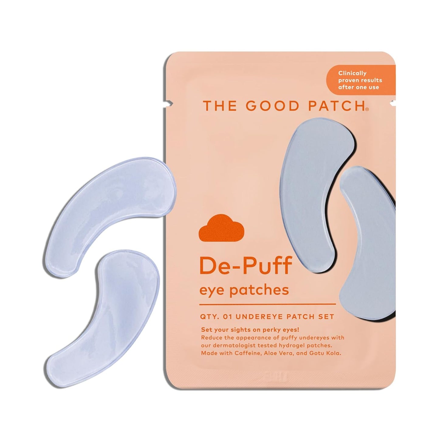 The Good Patch De-Puff Cooling Hydrogel Under Eye Patches for Puffy Eyes and Under Eye Bags, Made with Caffeine, Aloe Vera, Gotu Kola, Clinically Proven (18 Total Patch Sets)