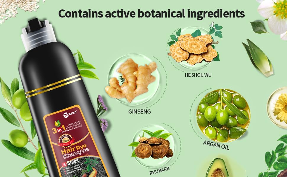 Hair Dye shampoo, Leorx 3 In 1 Brown Color Shampoo Hair Dye For Refresh Hair Instant Herbal Coloring Shampoo For Women&Men - Tintes Para El Cabello Profesional - 16.9 oz