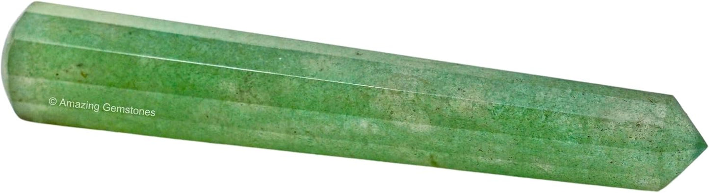 Amazing Gemstone Green Strawberry Quartz Crystal Wand Massage Stick - Pelvic Wand Gua Sha for Adults - Crystals and Healing Stones Massage Wands for Adults Gifts (Pointed)