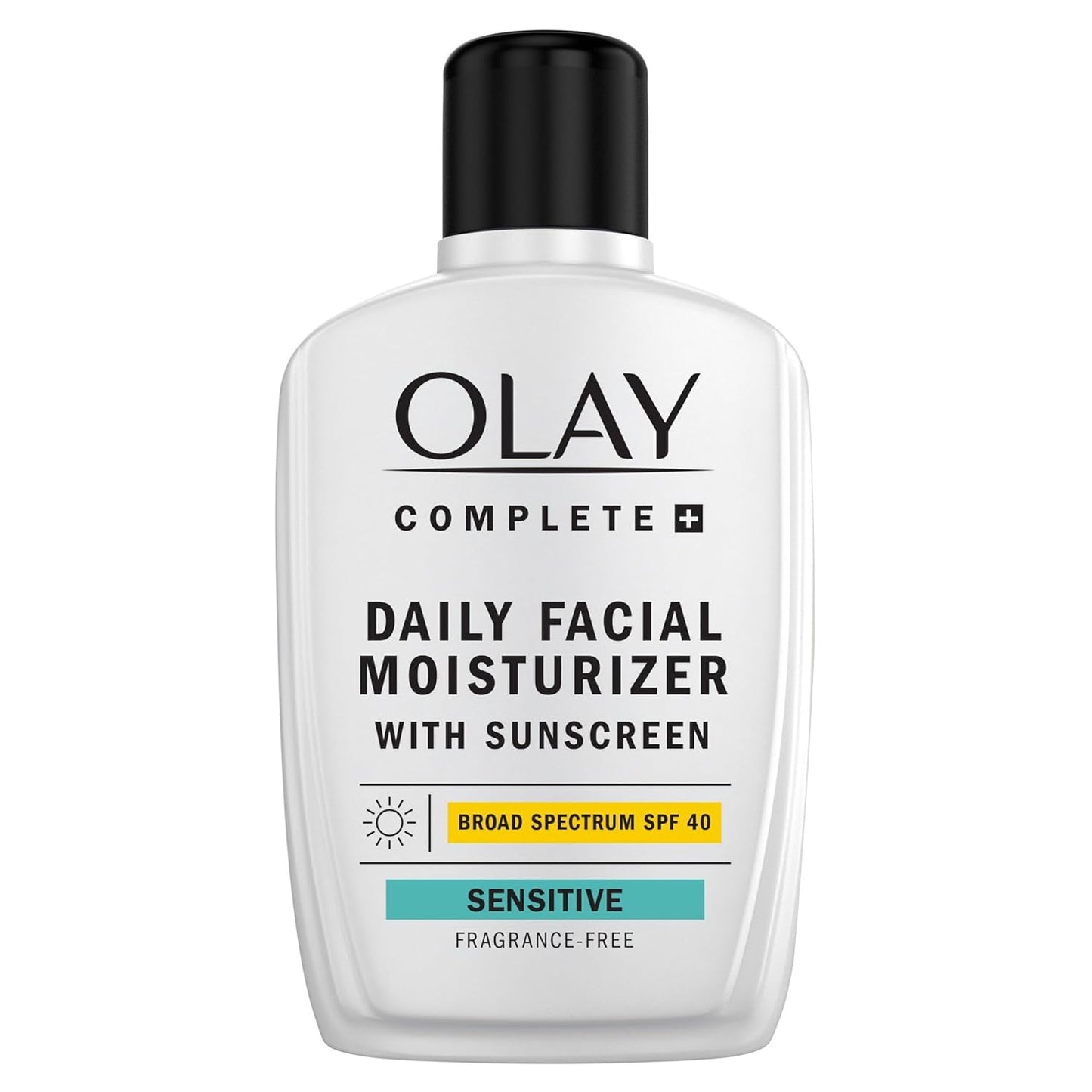 Olay Complete+ Face Moisturizer with Sunscreen SPF 40, For Sensitive Skin, Broad Spectrum Sun Protection, Fragrence-Free - No White Cast on All Tones, Nourishes Moisture Barrier - Ceramides, 6 Oz
