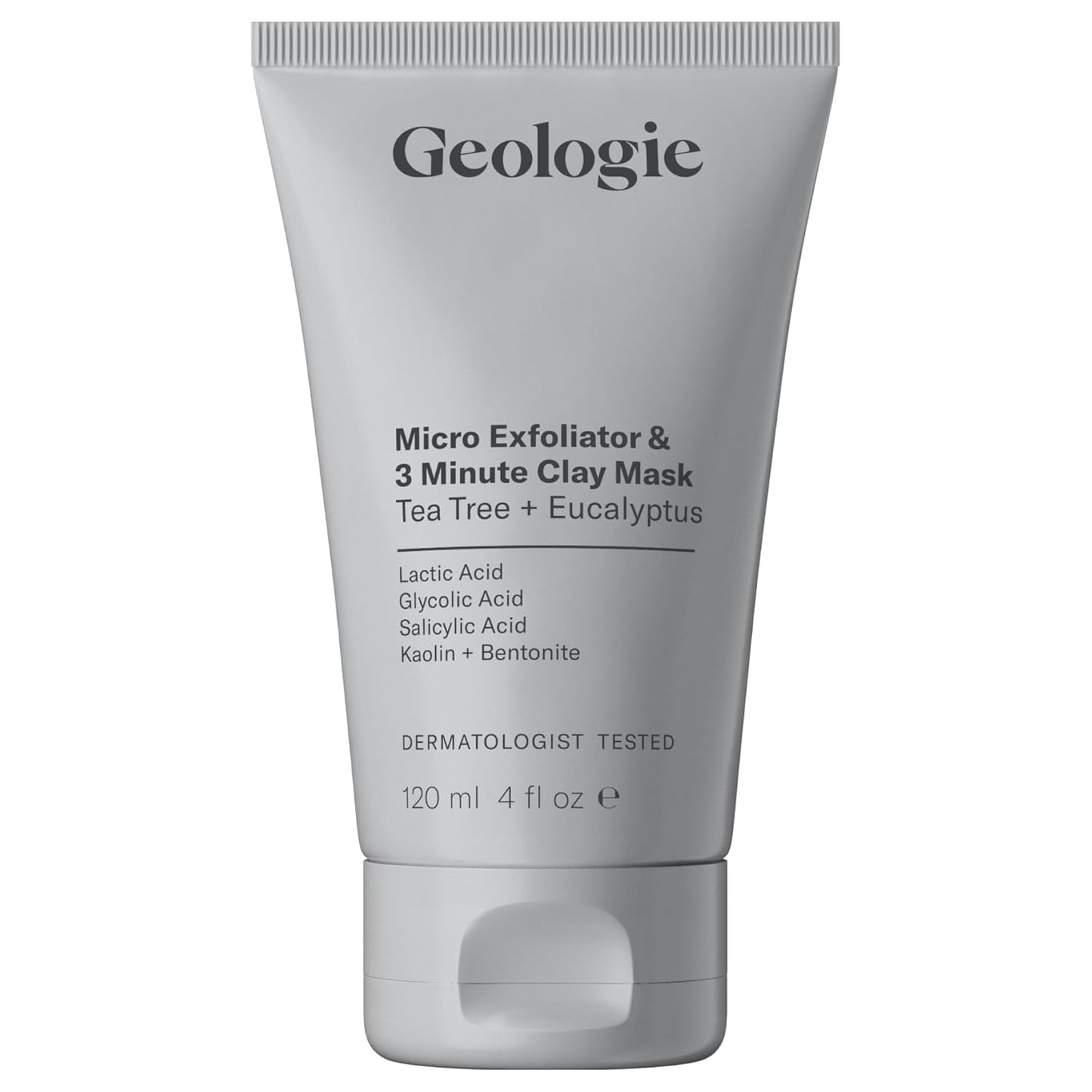 Geologie Micro Exfoliator & Clay Mask | 3-in-1 Deep Cleansing Face Wash, Pore Refining Mask & Skin Exfoliant | Tea Tree & Eucalyptus Scent For Men & Women | 4 fl oz