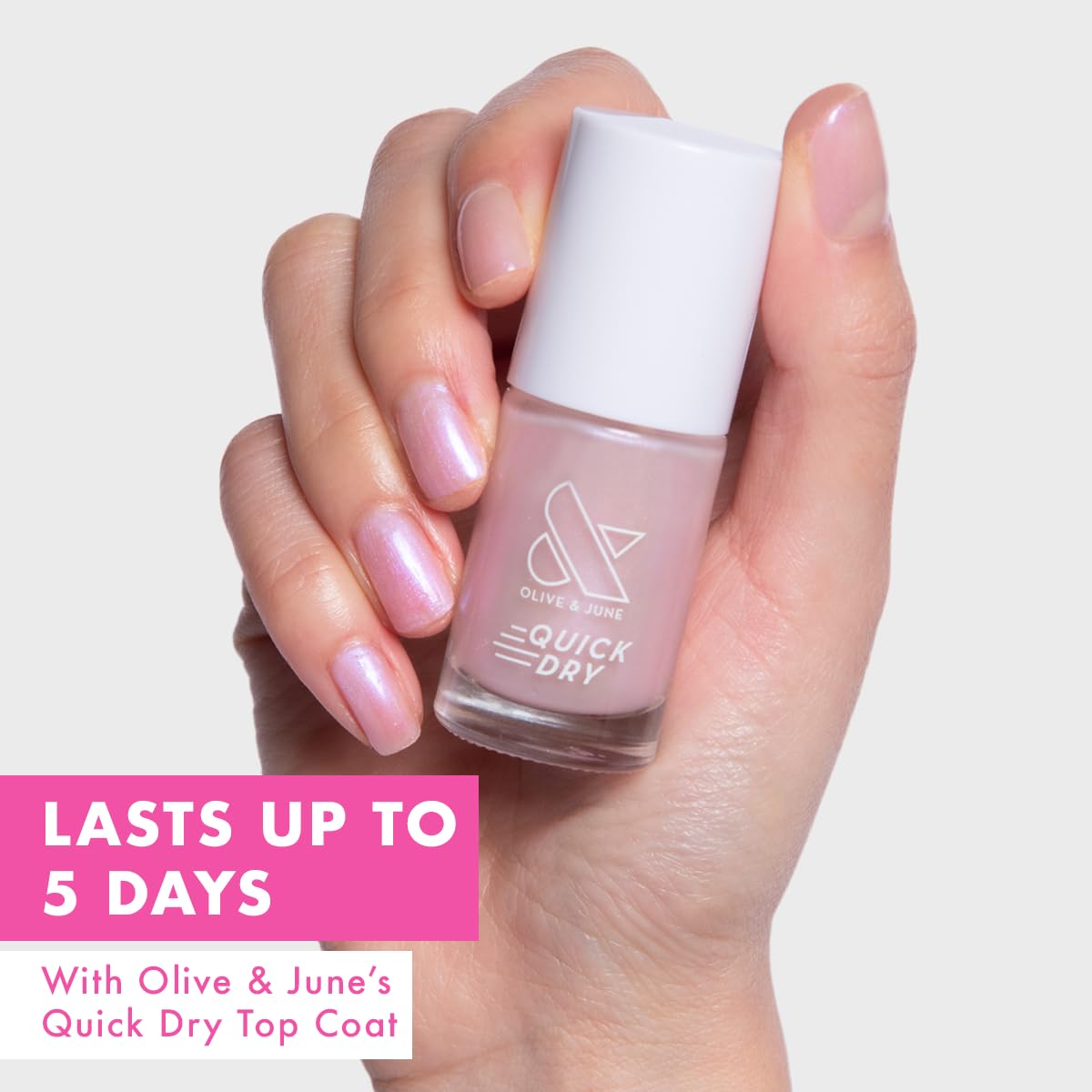 Olive & June Quick Dry Nail Polish | Instant Fast-Drying Smudgeproof Color | 15-free Vegan Cruelty-Free Formula | Lasts up to 5 Days |Salon-Quality Manicure Pedicure at Home |Baroque Pearly Iridescent