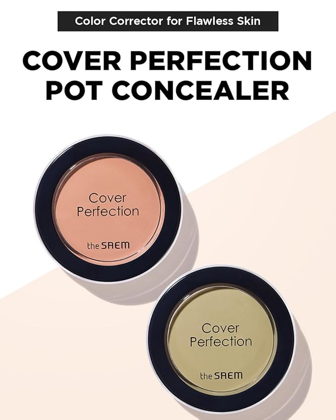 THESAEM Cover Perfection Pot Concealer #Green Beige - High Adherence & Coverage Balm, Conceals & Corrects Redness Spots, Matte Finish Sebum Control for Oily and Combination Skin
