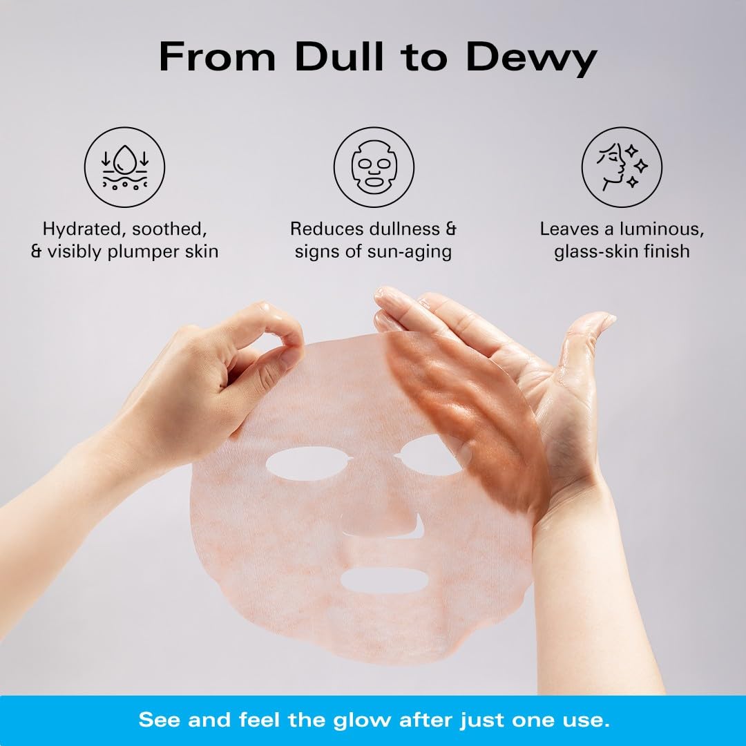 Korean Sheet Mask – Anti Aging Face Mask with NR, Antioxidants & Hydrating Serum – Moisturizing Face Masks Skincare Korean for Glass Skin, Radiance & Sun-Damaged Skin - 5 Mask Count