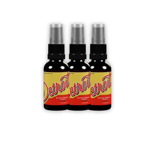 Detroit Grooming Co. Beard Growth Spray | Boost Beard Growth with Biotin, B7 & Caffeine | Hydrating Beard Care with Lavender Water, Green Tea & Glycerin | 1oz Bottles (3-pack)