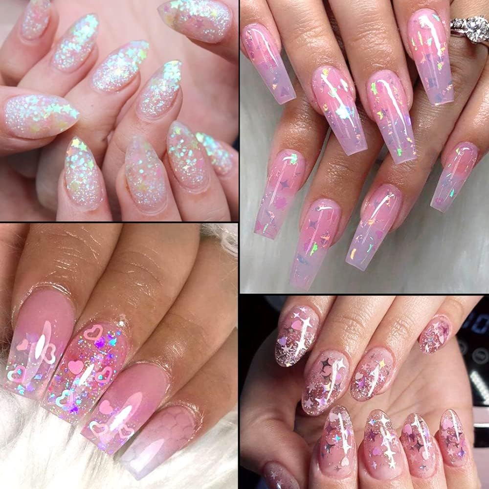 24 Grids Holographic Nail Sequins and 1 Pcs Tweezers,Iridescent Mermaid Flakes Ultra-Thin Colorful Flakes Glitter Sticker,DIY Face Body Eyes for Nail Art Decoration