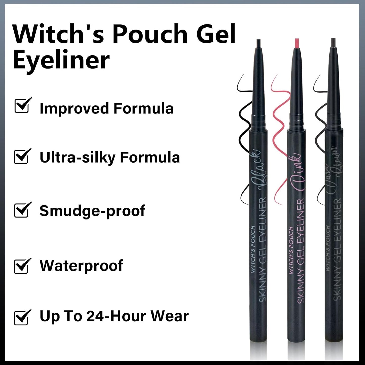 Witch's Pouch Gel Eyeliner Pencil Waterproof Smudge Proof, Long-Lasting Eye Liner, High-Intensity Colored, Ultra-Smooth Korean Eye Pencil Eye Makeup (08 Navy)