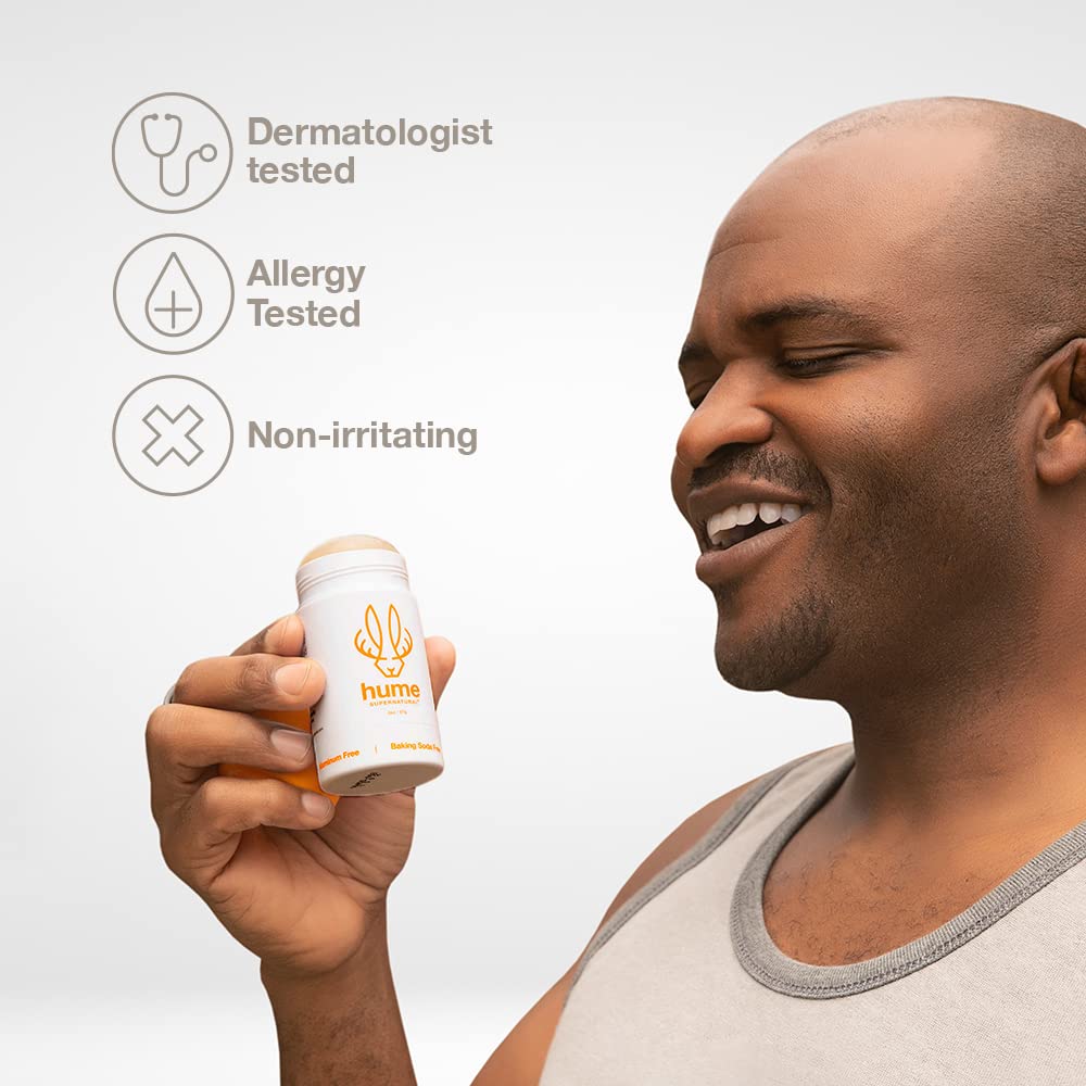 Hume Supernatural Aluminum Free Deodorant for Women & Men - Safe for Sensitive Skin - Probiotic, Plant-Based, Baking Soda Free, Aloe, & Cactus Flower, Anti Sweat, Stain & Odor - Amber Woods, 3-Pack